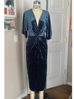 ZARA Collection DISCO velvet Plunge Neckline Knotted Cocktail Dress *X-SMALL*